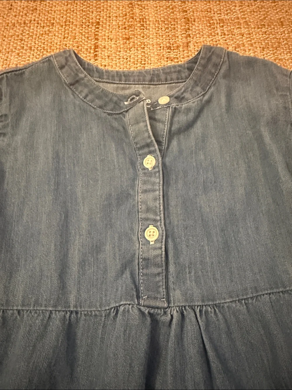 Primary Kids Chambray Popover Dress Long Sleeve 4T - Picture 3 of 6